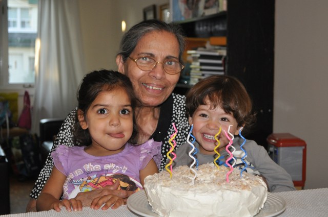 Happy 80th birthday Mum. Sophie and Elijah look hungry. 